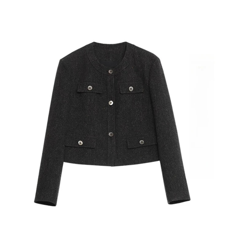 CHIC VEN Fashion Women Woolen Short Coat New Slim Ladies Jacket Female High Waist Middle Pants Sets Spring Autumn 2026