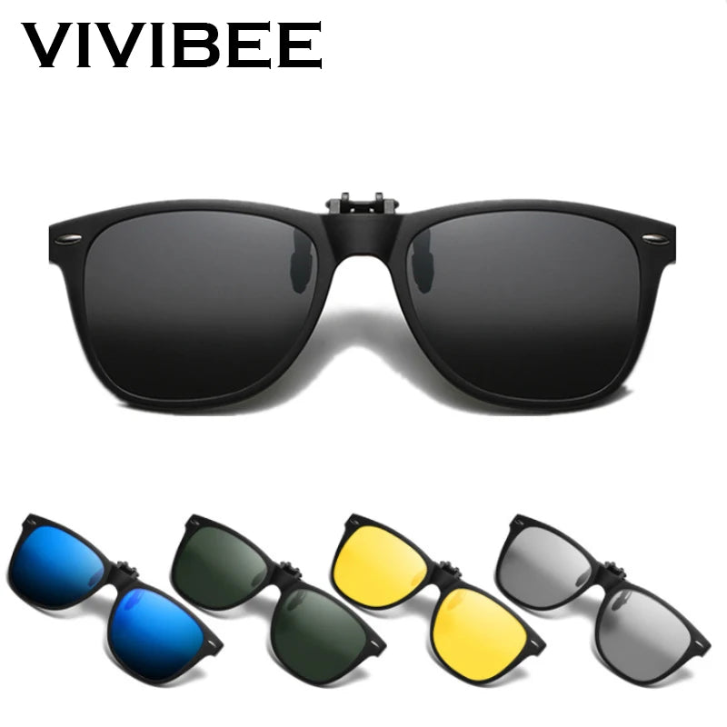 VIVIBEE Men Photochromic Polarized Lens Flip Up Clip on Sunglasses Women Driving Sun Glasses with Clips 2026 Trending Product