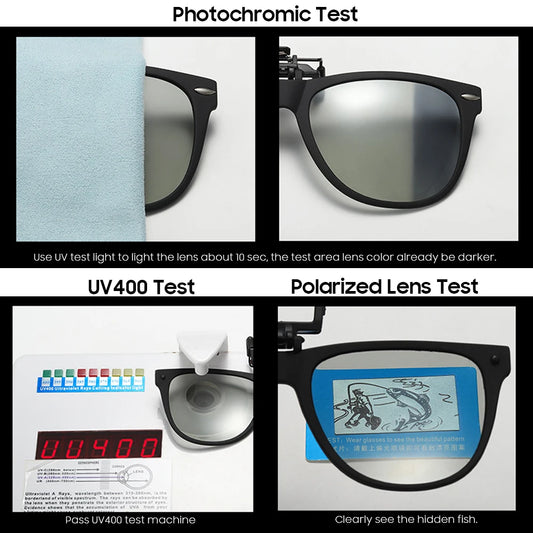 VIVIBEE Men Photochromic Polarized Lens Flip Up Clip on Sunglasses Women Driving Sun Glasses with Clips 2026 Trending Product