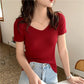 AOSSVIAO 2026 V-neck Solid Thin Summer Pullover Women Sweater Female Knitted Ribbed Sweater Slim Short Sleeve Bodycon Sweater