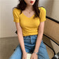 AOSSVIAO 2026 V-neck Solid Thin Summer Pullover Women Sweater Female Knitted Ribbed Sweater Slim Short Sleeve Bodycon Sweater