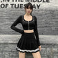 Vintage Korean Style Patchwork Skirt Harajuku JK Black Pleated Skirts Gothic Streetwear High Waist Mini Skirt Women Punk Skirt