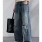KSTUN 2026 Summer Distressed Jeans For Men Wide-leg Ripped Baggy Pants Loose Straight Vintage Streetwear Hip hop Motocycle Jeans
