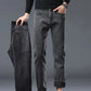 2025 New Winter Men Black Straight Stretch Denim Thick Velvet Pants Warm Jeans Casual Fleece Line Trousers Male Plus Size