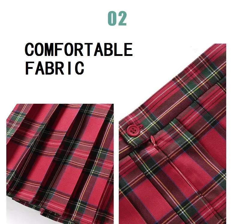 Women Summer Plaid Pleated Skirt With Necktie Bowtie Korean Jk Skirt Uniform Japanese School Preppy A Line Mini Skirts