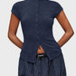 Women's fashionable knitted turtleneck top, slim and comfortable four-season short-sleeved cardigan, can be worn as a base layer