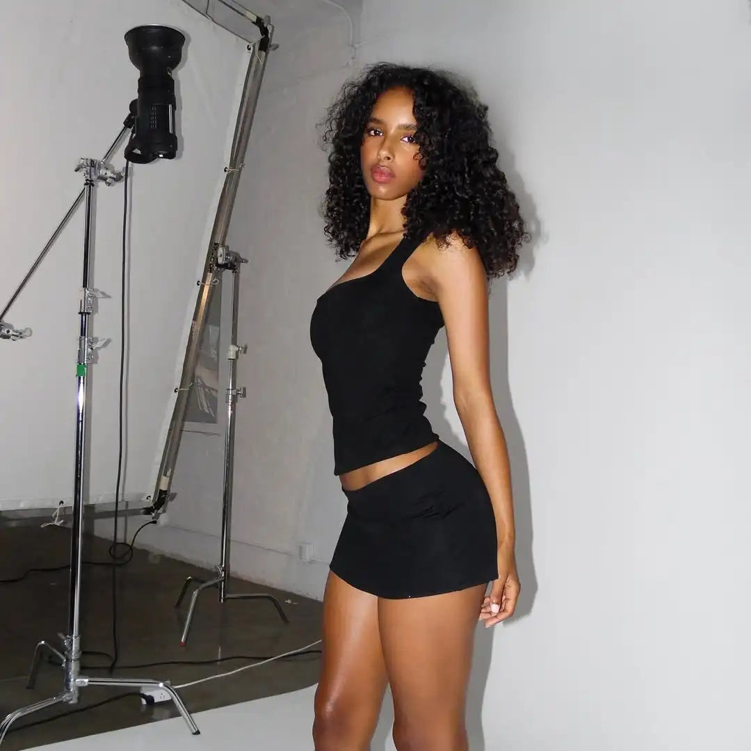 Guiz Low-Waist Elastic Hip-Hugging Skirt, Black Skirt, Versatile Mini Sexy Women's Short Skirt