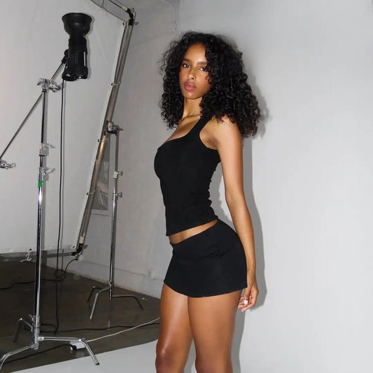 Guiz Low-Waist Elastic Hip-Hugging Skirt, Black Skirt, Versatile Mini Sexy Women's Short Skirt