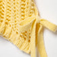 Hollow Out Knit Pullover Women Casual Round Neck Lace Up Bow Sweater Female Autumn Short Sleeves Solid Knitwears Lady