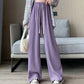 Autumn New Elastic Waist Drawstring Casual Straight Sporty Casual Wide Leg Pants Solid All-Match Basic Trousers Women Clothes
