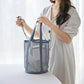 2024 New Korean Beach Bag Fashion Mesh Hollow Fitness Shoulder Bag Leisure Swimming Bag Travel Storage Washbag