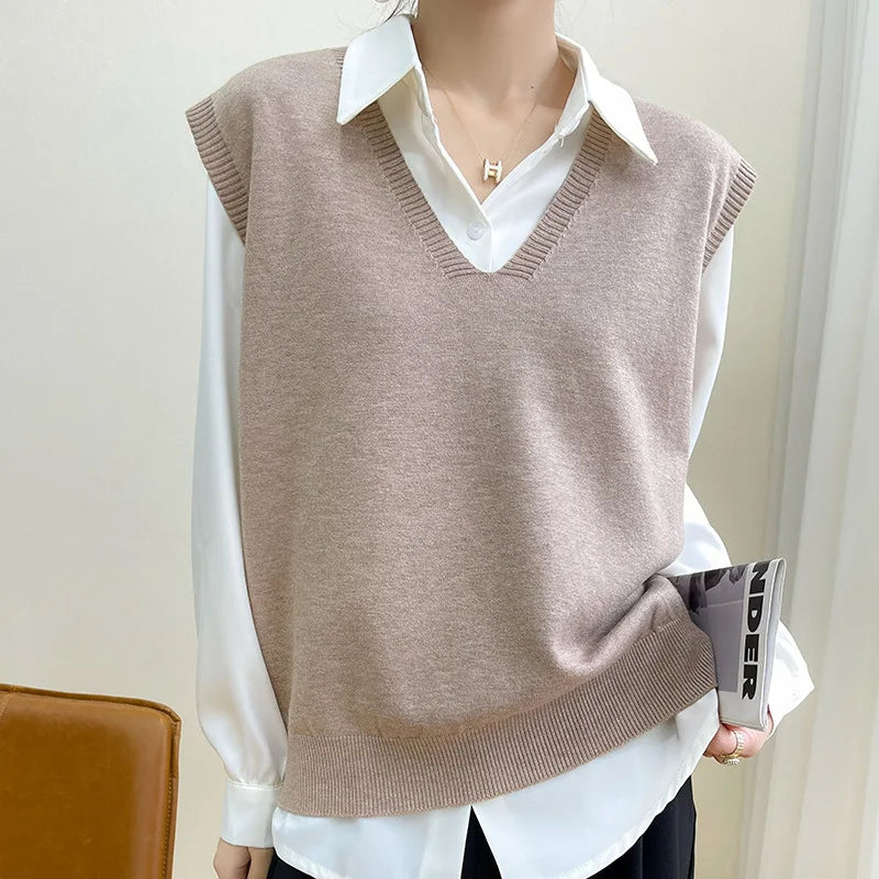 Spring Autumn Knitted Vest for Women Clothes Fashion Casual Thin Sweater Vests Harajuku Tank Tops Ropa Mujer Elegant Blusas