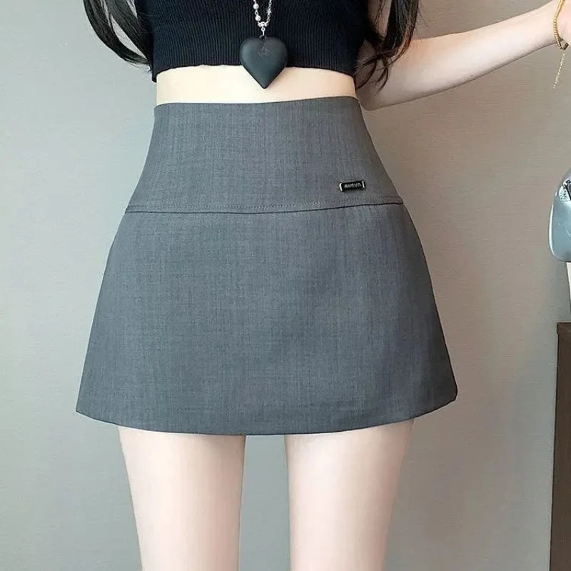 Skirt Pants Skirt Female Spring and Summer New High-waisted Thin A Word Skirts Pants Open Fork Package Hip Business Skirt