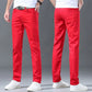 New High Quality Men's Trend Yellow Red White Jeans 2024 Spring Autumn Male High Waist Casual Pants Classic Brand Denim Trousers