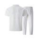 2026 Men's Spring Autumn Business Casual Textured 2 Piece Set Crew Neck T-Shirt & Drawstring Pants
