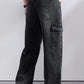 KSTUN 2026 Spring Men's Loose Straight Jeans Wide Leg Vintage Grey Cargo Pants Male Streetwear Trousers Multi-pockets Designer