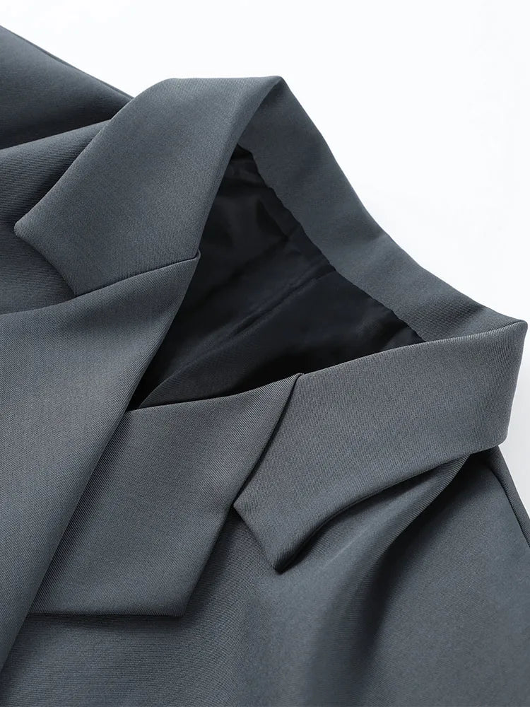 Bomber Jacket Women's Coat Oversized Blazer Lapel Diagonal Placket Asymmetrical Suit Flap Pockets Spring Woman Clothes Loose Top