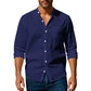 2026 Spring Summer New Mens Slim Fit Solid Color Long Sleeve Shirt Cotton Linen Casual Top Breathable ventilate absorb sweat