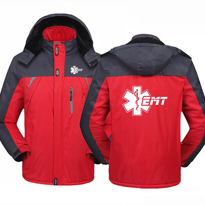 EMT Emergency Ambulance 2024 Men Zipper Jacket Windbreaker Windproof Thicken Outwear Outdoor Sport Comfortable Versatile Coat