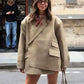 Bomber Jacket Women's Coat Oversized Blazer Lapel Diagonal Placket Asymmetrical Suit Flap Pockets Spring Woman Clothes Loose Top