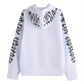 Letter Print Long Sleeve Zip Up Hoodies, Cyber Y2K Gothic Punk Sweatshirt, Women's Clothing