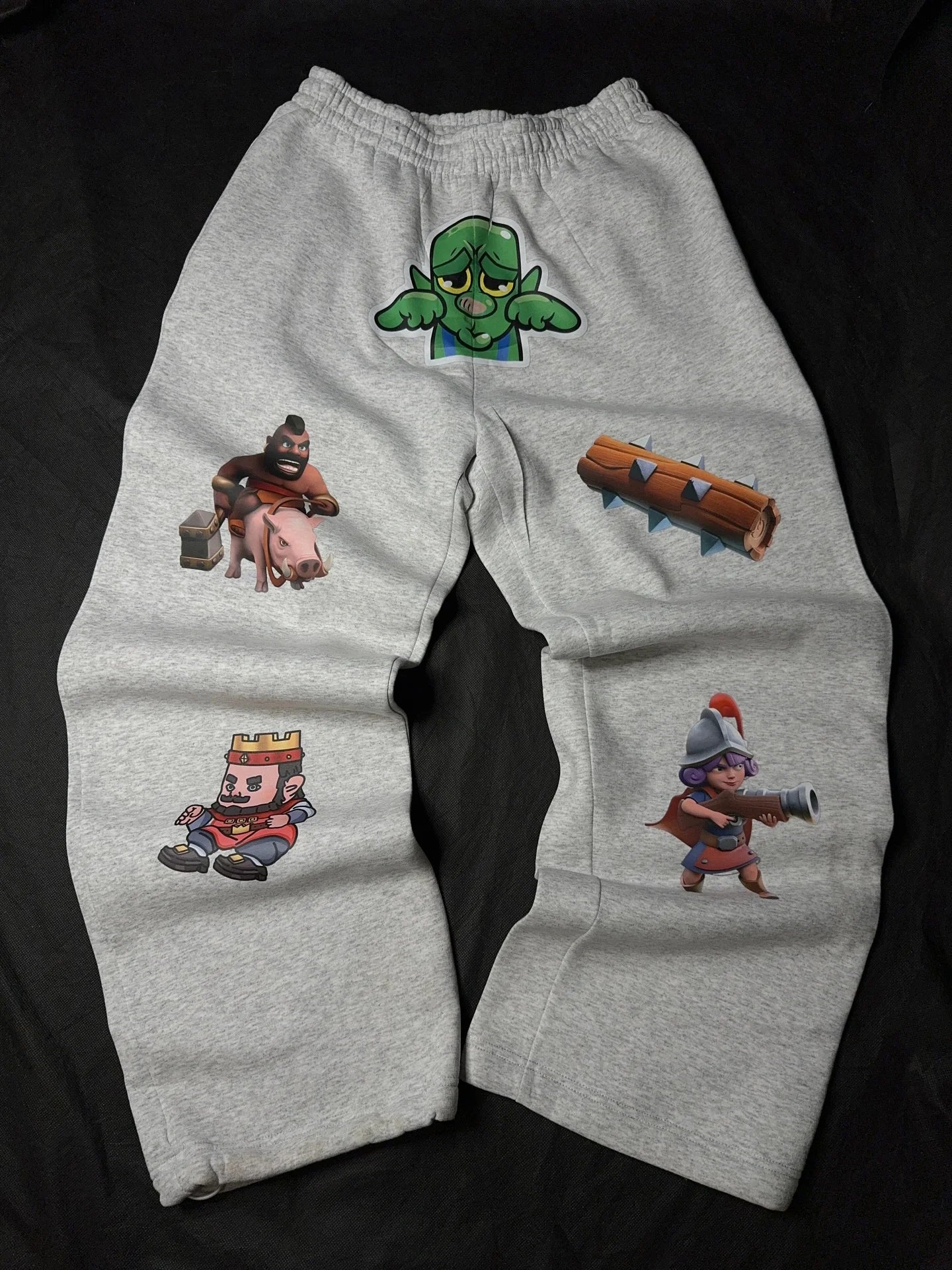 Y2k Street High Street Clothing Fashion Cartoon Pattern Casual Pants Men's Retro Loose Harajuku High Waist Pants Couple Style