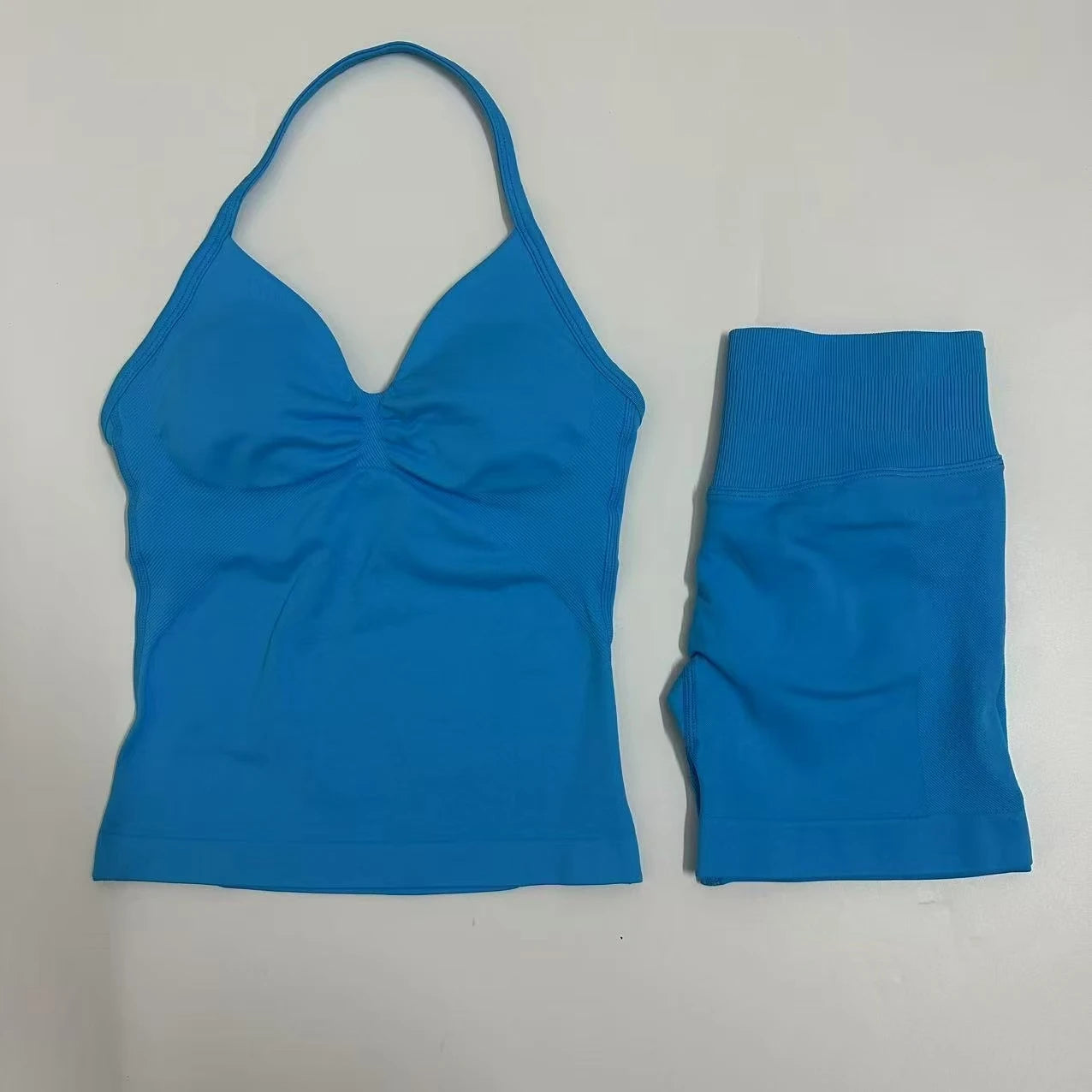 Impact Yoga Set Women Padded Halter Tank Top Scrunch Butt Lifting Gym Shorts Set Summer Sportswear Workout Clothes