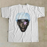 Y2K Style Character Graphic Print Men and Women Casual T-shirt Harajuku High Street Retro All-Match Round Neck Loose Top