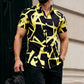 2026 New Men's Short-Sleeve Shirt, Stylish Color-Blocked Irregular Pattern Print Shirt, Outdoor Casual Hawaiian Shirt, XS-6XL