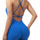 Sexy Fitness Jumpsuit Women Cross Adjustable Sports Playsuit Running One Piece Yoga Suit Scrunch Shorts Backless Set Romper