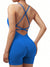 Sexy Fitness Jumpsuit Women Cross Adjustable Sports Playsuit Running One Piece Yoga Suit Scrunch Shorts Backless Set Romper