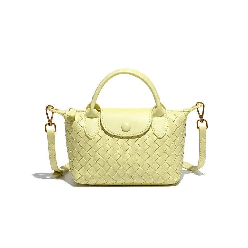 Handwoven single-shoulder small dumpling bag, fashionable bucket bag, new simple ladies crossbody lunch box bag, small tote bag