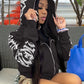 Letter Print Long Sleeve Zip Up Hoodies, Cyber Y2K Gothic Punk Sweatshirt, Women's Clothing