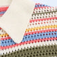Women's Striped Crochet Knit Crop Sweater, Polo Collar, Short Sleeve, Button-up, Female Outerwear, Chic Tops, Fashion