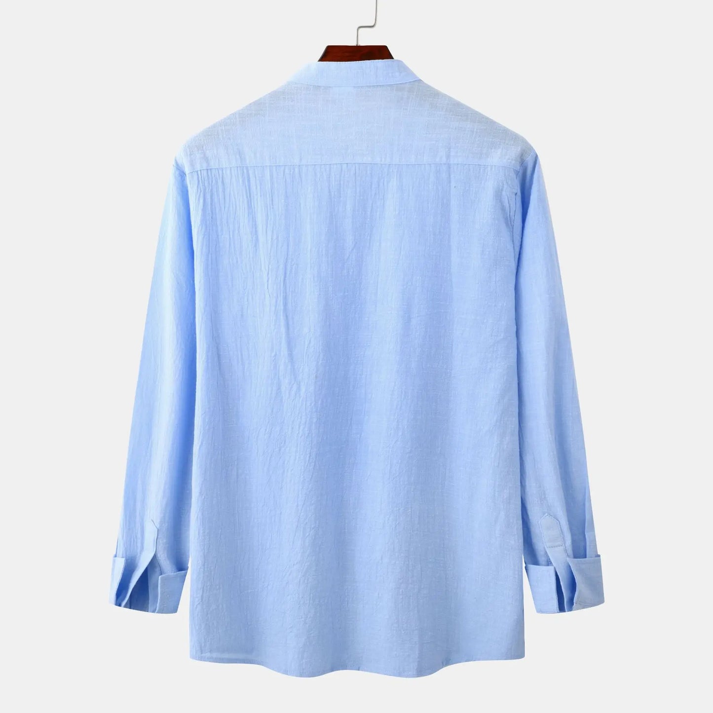2026 Spring Summer New Mens Slim Fit Solid Color Long Sleeve Shirt Cotton Linen Casual Top Breathable ventilate absorb sweat