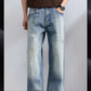 KSTUN 2026 Summer Wide Leg Jeans Men Baggy Pants Loose Fit Ripped Jeans Distressed Washed Vintage Frayed Light Blue Man Trousers