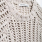 Hollow Out Knit Pullover Women Casual Round Neck Lace Up Bow Sweater Female Autumn Short Sleeves Solid Knitwears Lady