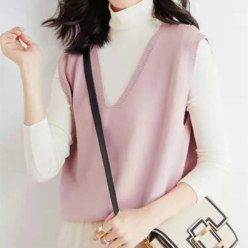 Spring Autumn Knitted Vest for Women Clothes Fashion Casual Thin Sweater Vests Harajuku Tank Tops Ropa Mujer Elegant Blusas