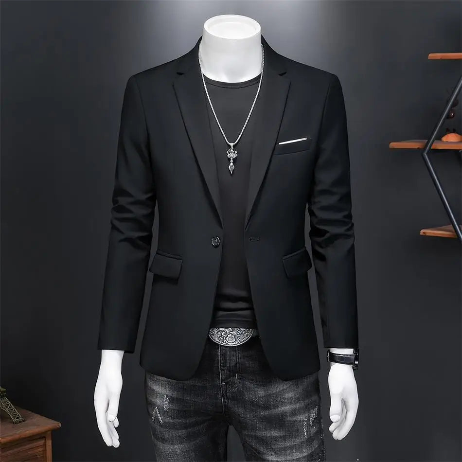 Boutique Fashion Solid Color High-end Brand Casual Business Men's Blazer Groom Wedding Gown Blazers for Men Suit Tops Jacke Coat