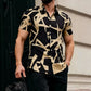 2026 New Men's Short-Sleeve Shirt, Stylish Color-Blocked Irregular Pattern Print Shirt, Outdoor Casual Hawaiian Shirt, XS-6XL