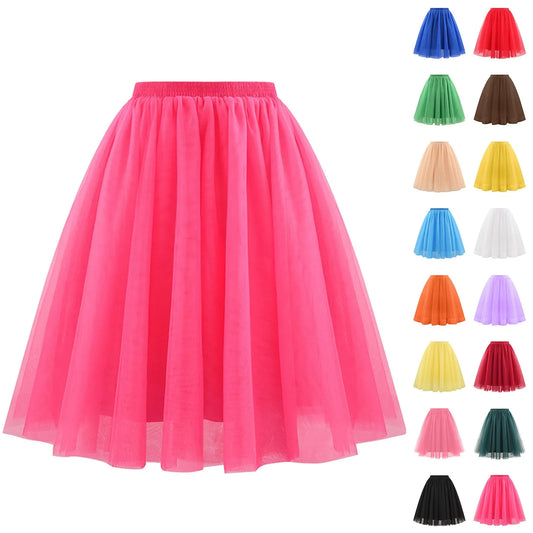 Tutu Skirt For Women 50s Skirt Retro Party Tulle Ballet Rockabilly Petticoat Underskirt Dance Dress Cosplay Mesh Skirt