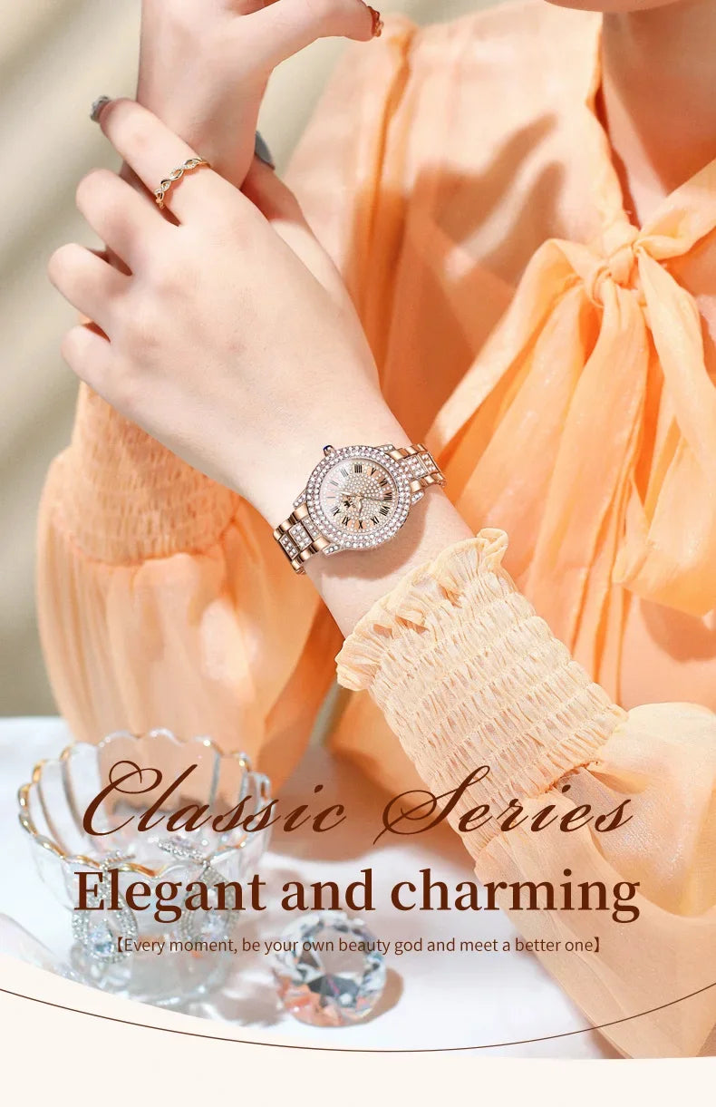 OLEVS Watch Women Fashion Elegant Stainless Steel Waterproof Quartz Wristwatch Luxury Ladies Dress Watches