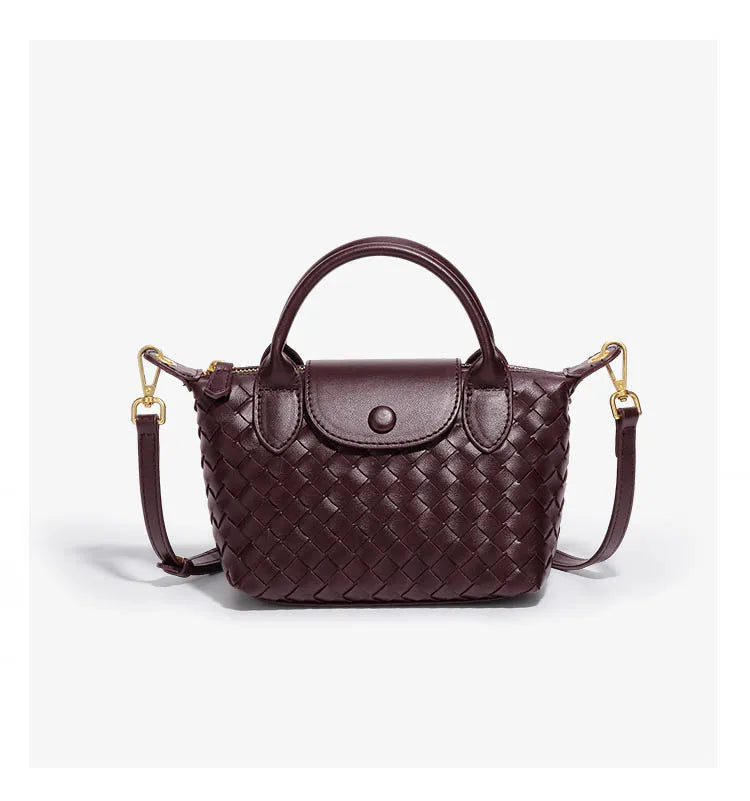 Handwoven single-shoulder small dumpling bag, fashionable bucket bag, new simple ladies crossbody lunch box bag, small tote bag