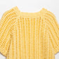 Hollow Out Knit Pullover Women Casual Round Neck Lace Up Bow Sweater Female Autumn Short Sleeves Solid Knitwears Lady