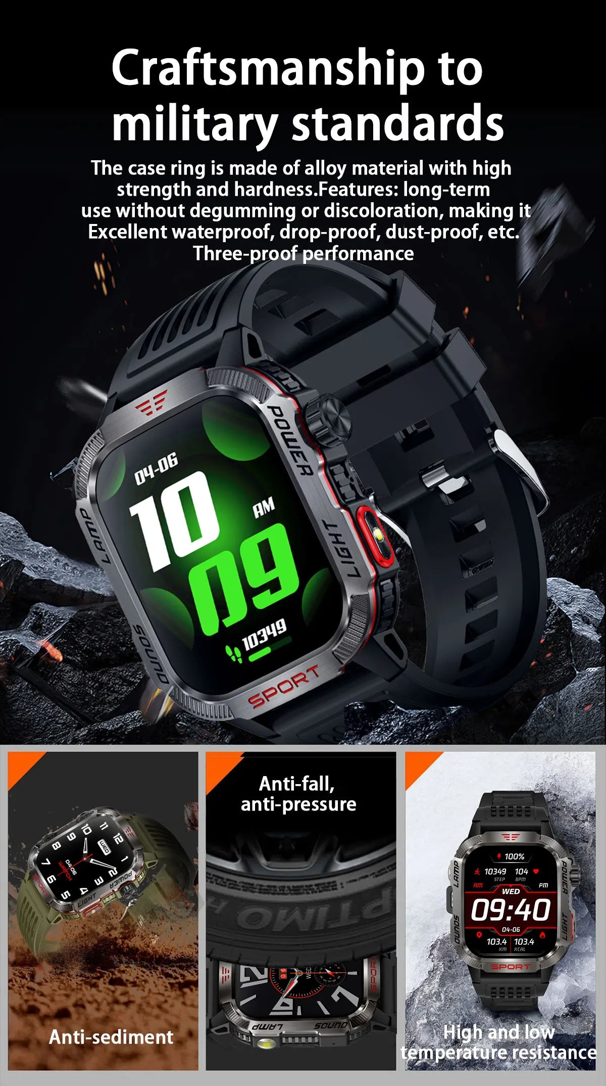 2026 New LED flashlight Military Smart Watch Men IP68 GPS Outdoor Sports Fitness Tracker Health Monitor 2.01" BT Call Smartwatch
