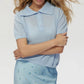 Wolfeel Summer New Polo Collar Hollow Knitted Short Sleeved Sweater Women's Bubble Sleeve T-shirt Female Simple Knitted Sweater