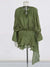 TWOTWINSTYLE Solid Blouse Mini Dresses For Women V Neck Long Sleeve Spliced Lace Up Sweet Style Dress Female Clothing Fashion