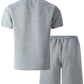 2026 Men's Summer Oversized Textured 2 Piece Set Crew Neck Short Sleeve T-Shirt & Drawstring Shorts Tracksuit