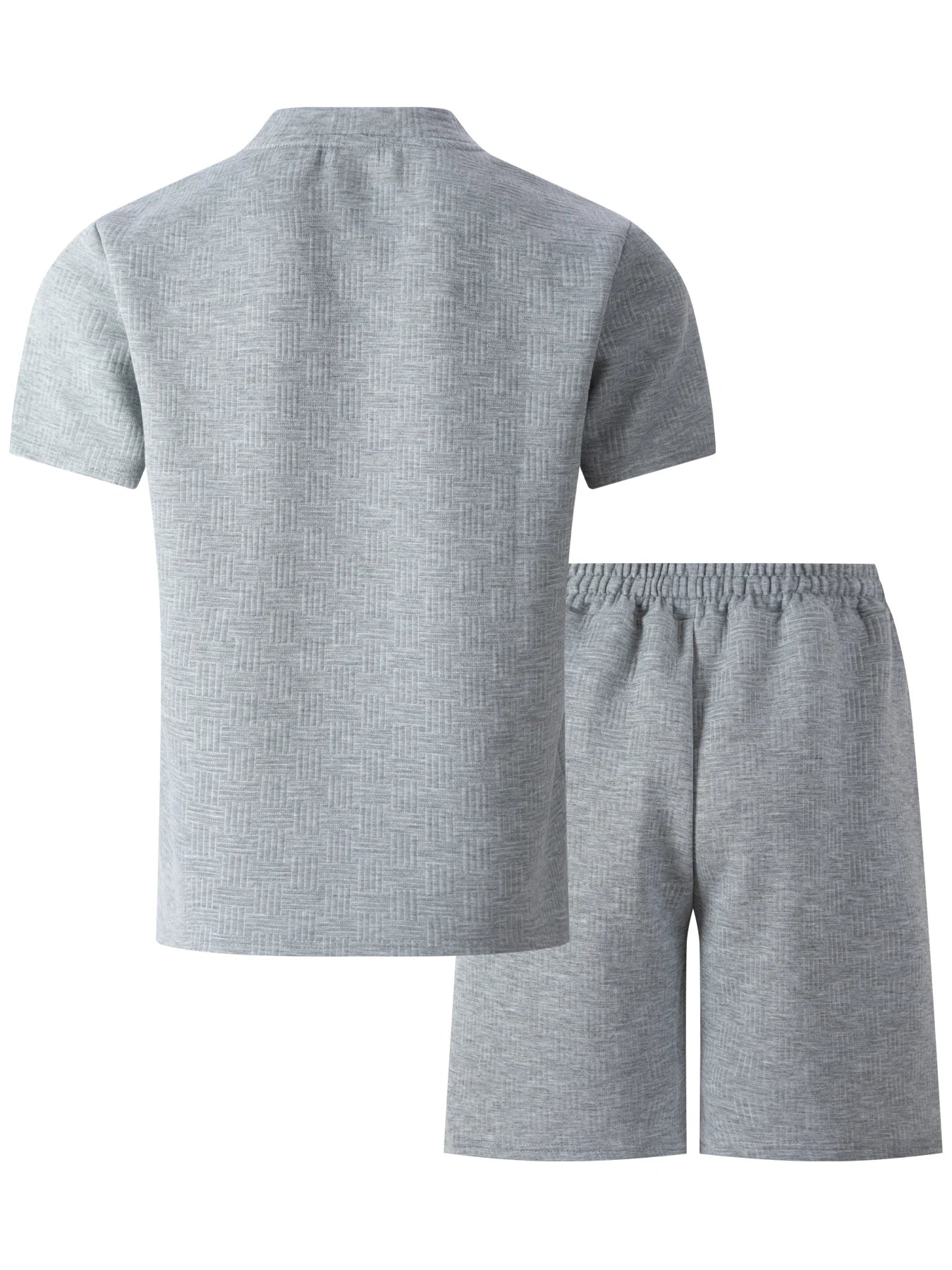 2026 Men's Summer Oversized Textured 2 Piece Set Crew Neck Short Sleeve T-Shirt & Drawstring Shorts Tracksuit