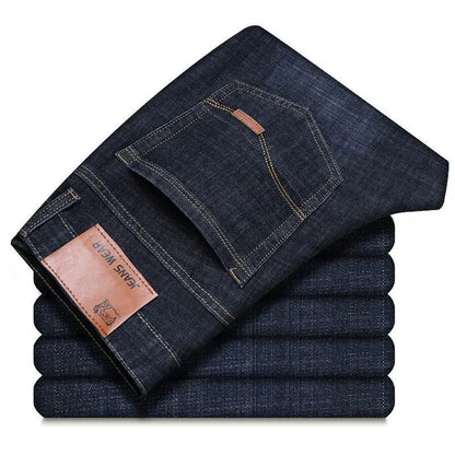 New Men Light Luxury Stretch Slim Fit Pants Comfortable Soft Business Fashion Straight Casual Denim Trousers Male Brand Clothing